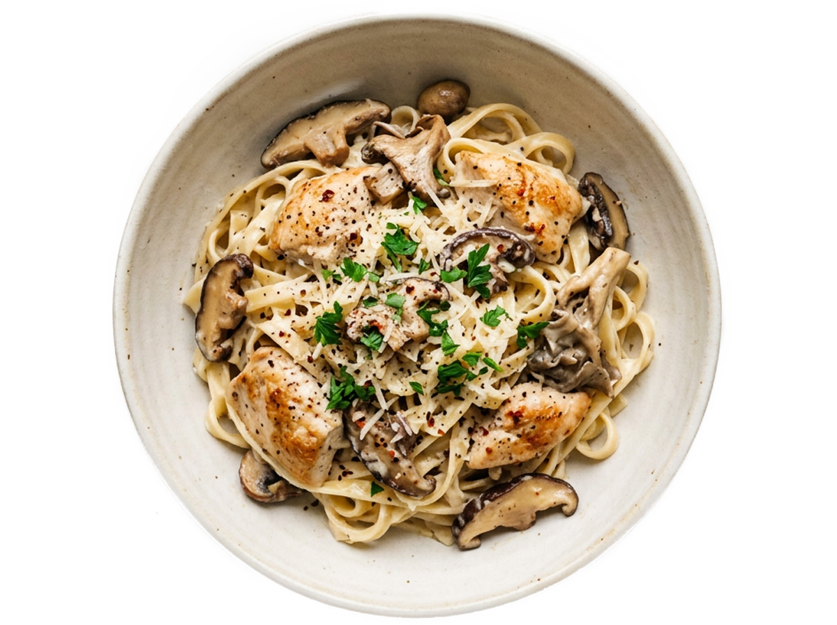 きのこと鶏肉のクリームパスタ