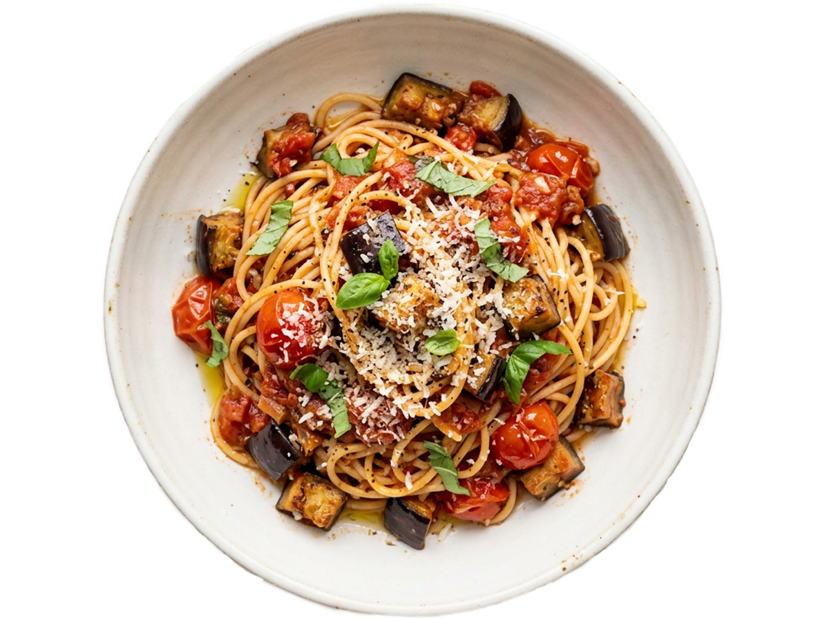 ナスとトマトのパスタ
