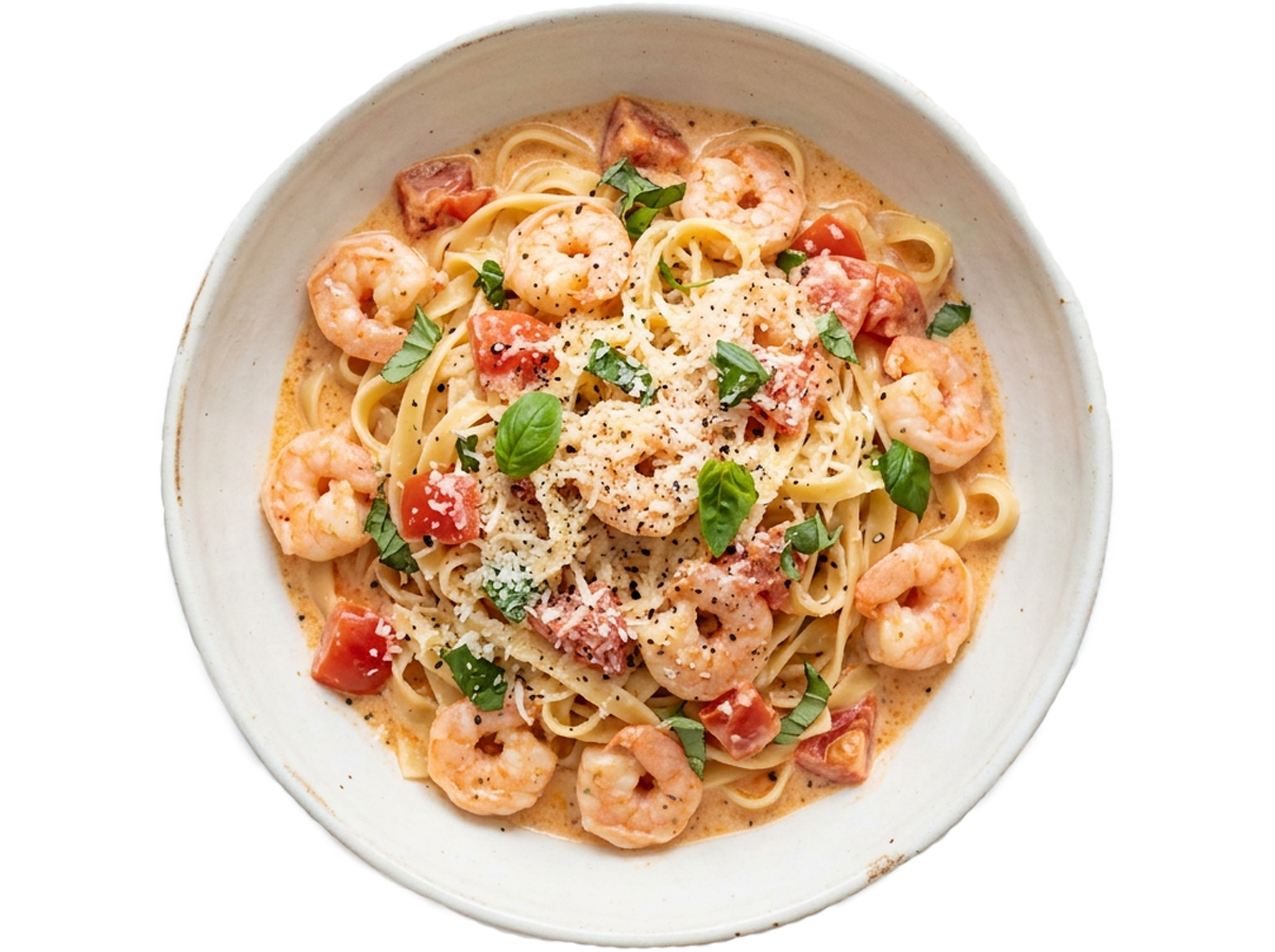 トマトとエビのパスタ